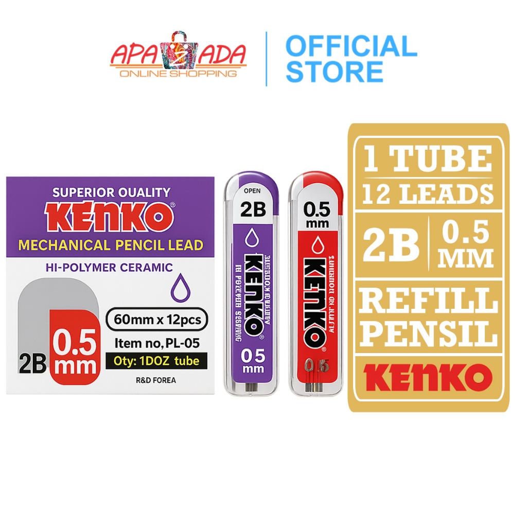 

Apazada - Isi Ulang Pensil Mekanik Kenko 0.5mm 2B [1 Tube - 12 Leads] / Refill Pensil PL-05