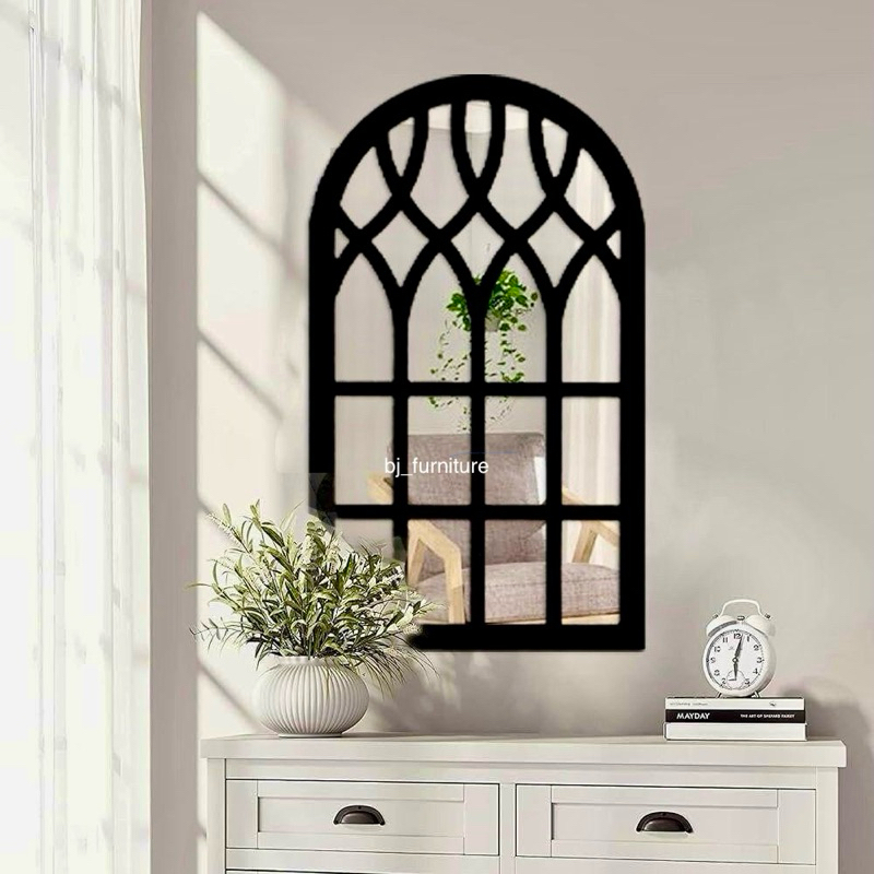 Cermin hias/ cermin kolonial vintage kuno/ cermin kaca lengkung/ cermin aesthetic/ standing mirror