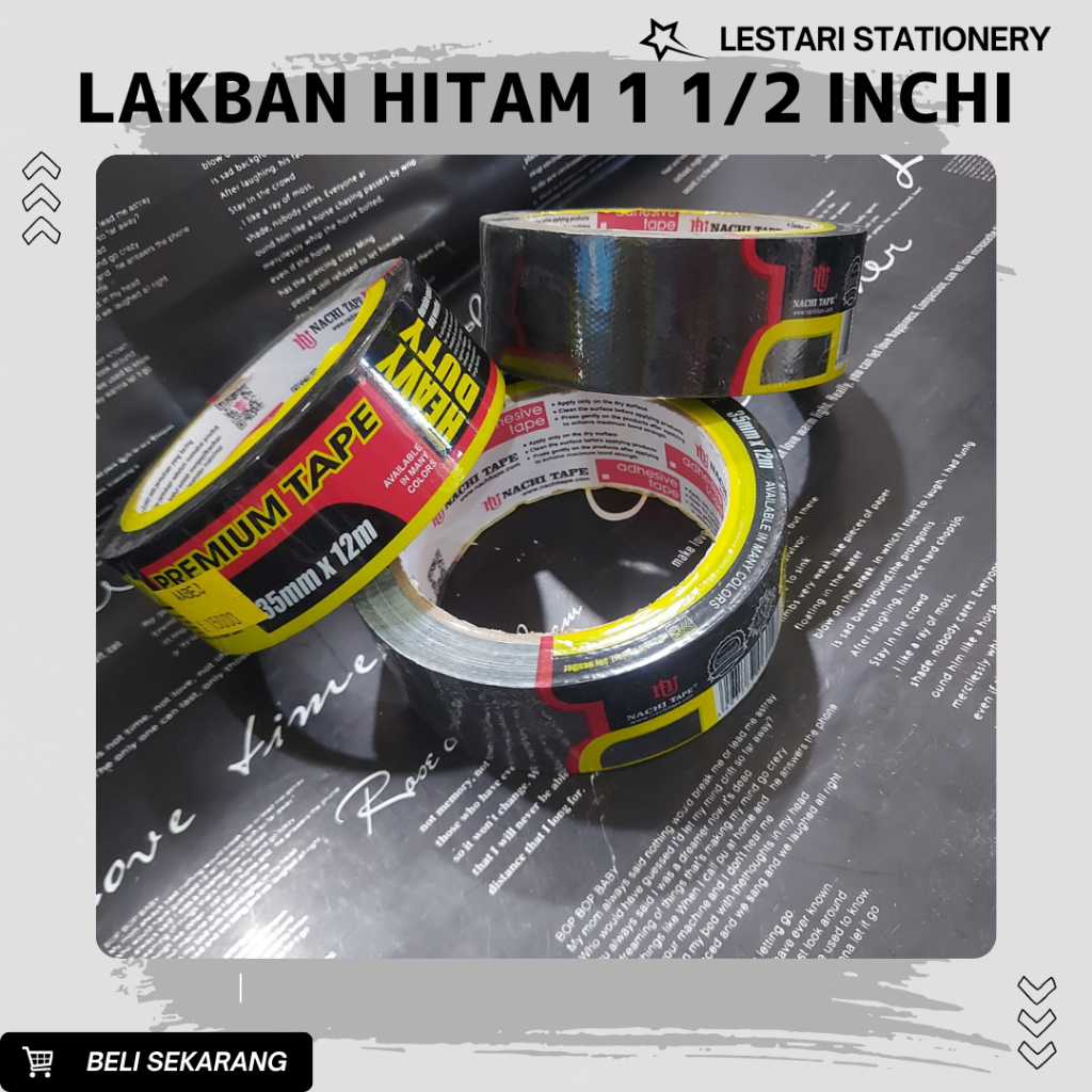 

NACHI Tape Premium 35mm x 12m | Lakban Hitam Nachi | Lakban Kain Hitam 1 1/2 | Lakban Jilid Premium | ISolasi jilid menengah