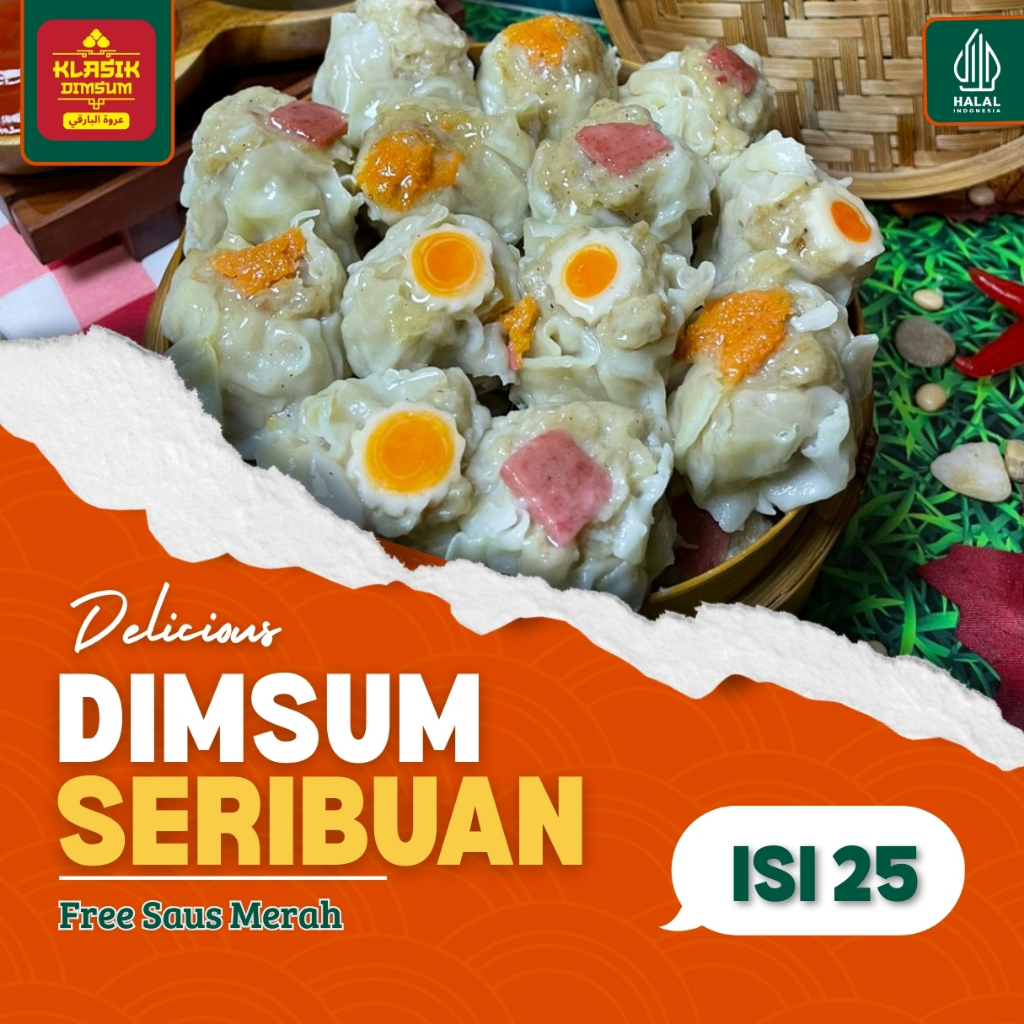 

Dimsum Seribuan isi 25pcs Mix Topping Frozen Free Saus Merah Halal & Nikmat Premium
