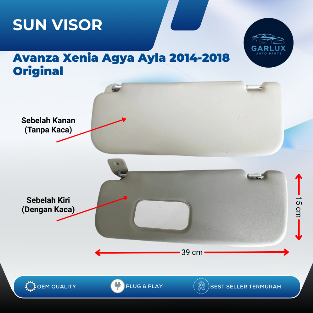 Sun Visor Original Avanza Xenia Agya Ayla 2014–2018 – Pelindung Matahari Mobil OEM
