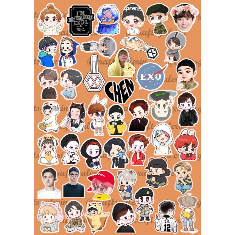 

(45 PCS) STICKER CUTTING EXO WATERPROOF - VOL. 1 | STIKER EXO EXOL CHIBI
