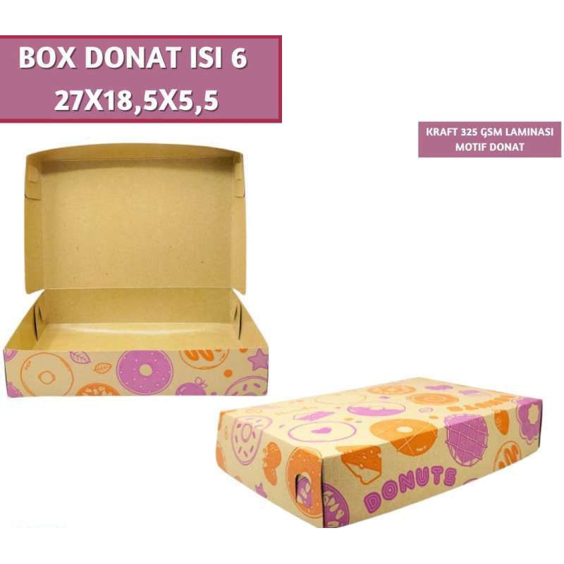 

Dus Donat Kraft Laminasi Motif Ukuran 27x18x5cm Isi 25 pcs