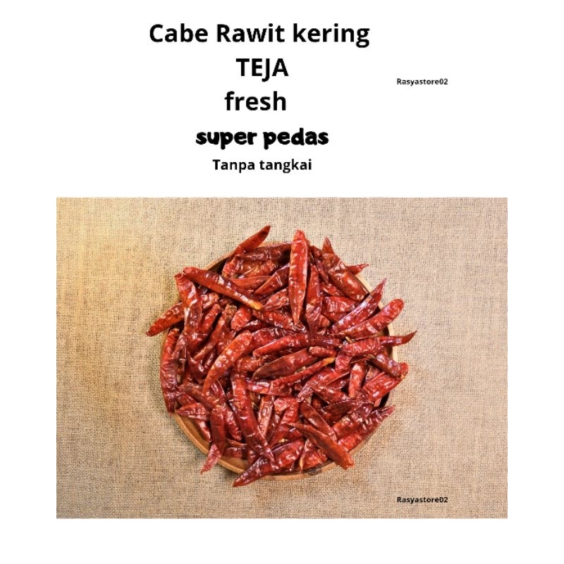 

CABE RAWIT KERING TEJA KEMASAN 1KG TANPA TANGKAI SUPER PEDAS/CABE TEJA INDIA GRADE A