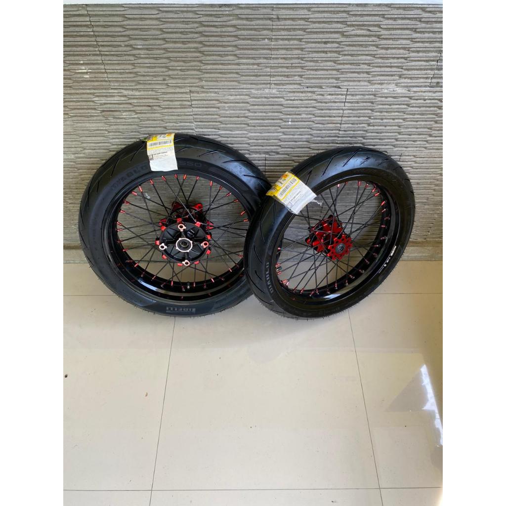 Wheelset Supermoto CRF Ban Pirelli Baru Ring 17 Roda Sumo Honda CRF 150 L Ban Firelli