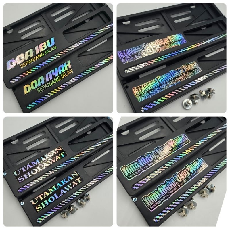 Dudukan Plat Nomor List Karbon Plus Stiker Hologram Variasi Motor - Cover Plat Nomor List Karbon Sep