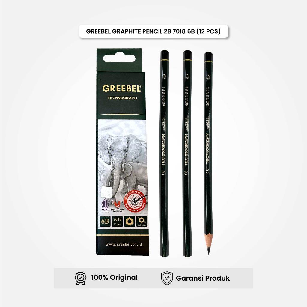 

GREEBEL Pensil Kayu 6B 7018 (12PCS/SET) / Pensil Tulis Pensil Ujian Sekolah Pensil Gambar