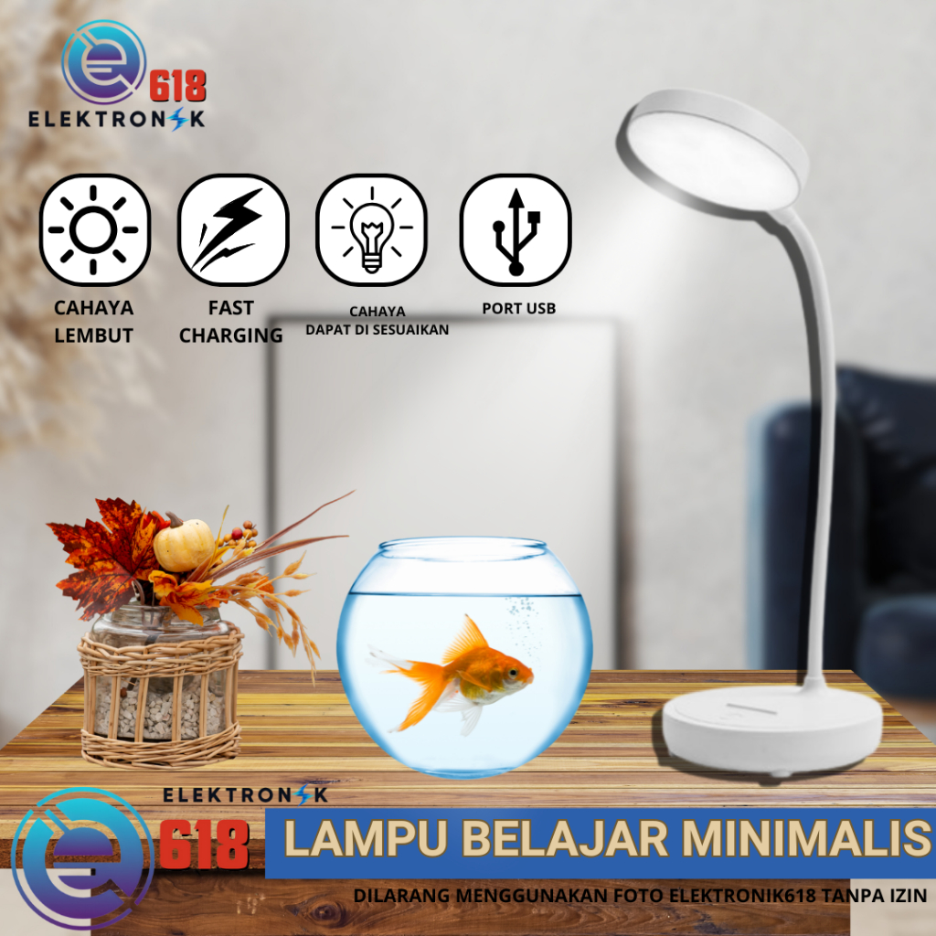 Lampu Belajar Lampu Meja LED USB Micro Plug Rechargeable / Listrik Desk Lamp 3 Warna