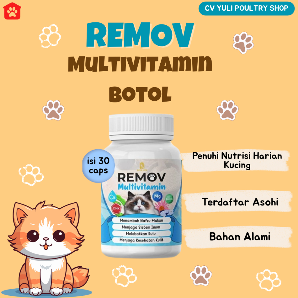 Remov Vitamin Mom & Baby Immune Booster Hair Skin Immune Booster Kucing Anjing 30 Kapsul