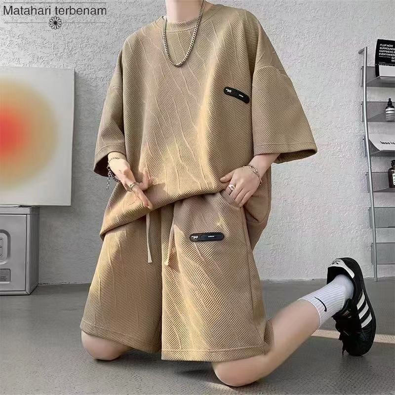 Bisa Cod Satu Set Baju Set Pria  Baju Setelan Pria Kekinian Korea Kaos Oversize Pria Cowok Kaos Cela