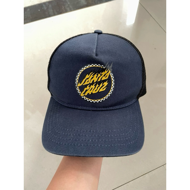 Santa Cruz yellow flame navy cap Trucker Hat