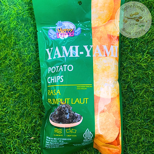 

Happy Island Yami Yami Potato Chips 1 Pack Isi 10 Pcs X 35gr / Yami - Yami Potato Chips / YAMI YAMI HAPPY ISLAND POTATO SNACK / Rasa Rumput Laut / Rasa Jagung Manis / Potato Chips Murah / Keripik Kentang / Potato Chipps