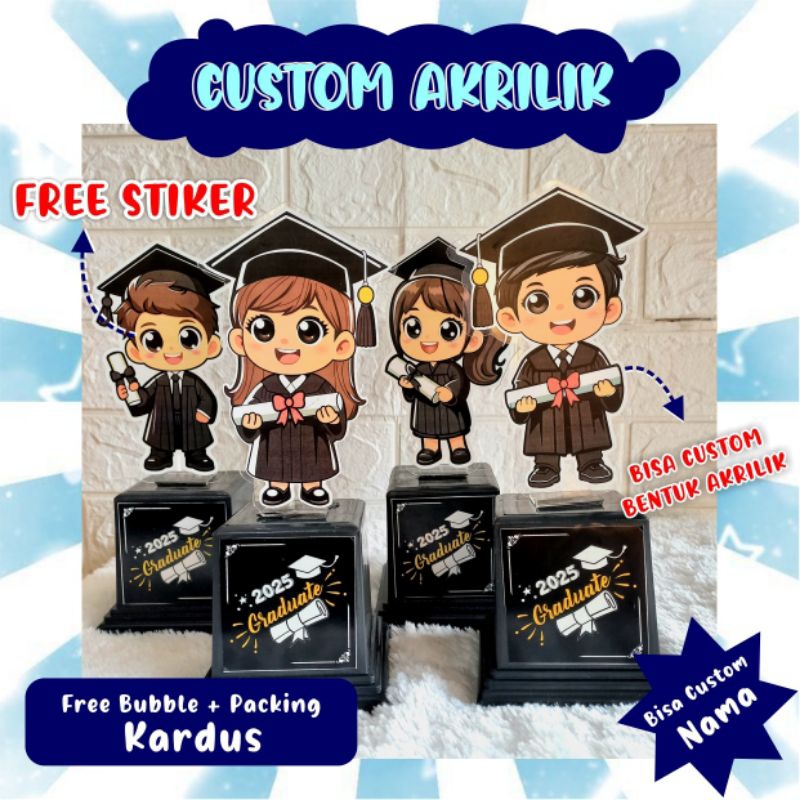 Piala Akrilik Custom / Piala Wisuda Custom / Piala Wisuda Anak / Piala Custom Anak