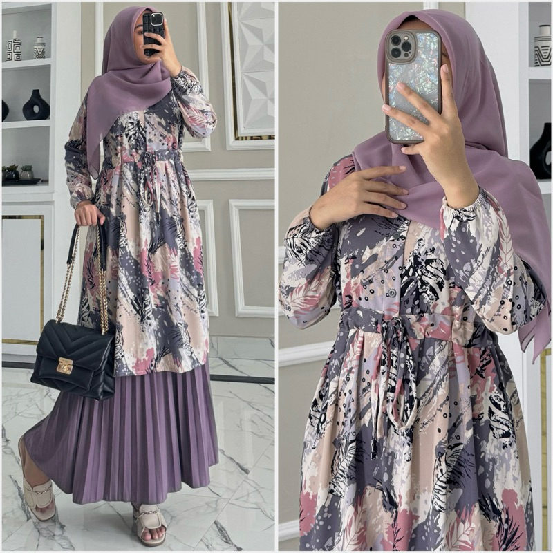 MILEA tunik by ZALFA OUTFIT / Tunik motif / Tunik wanita murah / Tunik abstrak