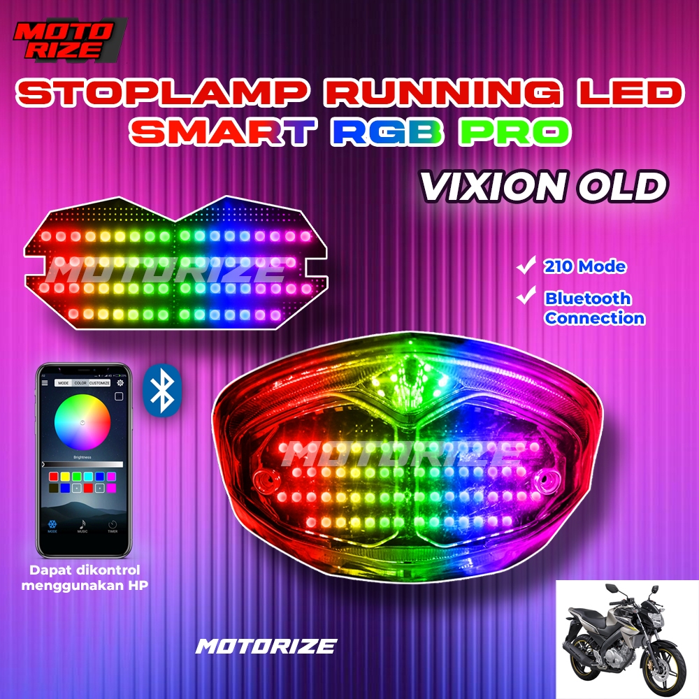 Stoplamp Running RGB Smart Pro Bluetooth VIXION OLD Lampu LED Rem Belakang Smartphone Variasi Modifk