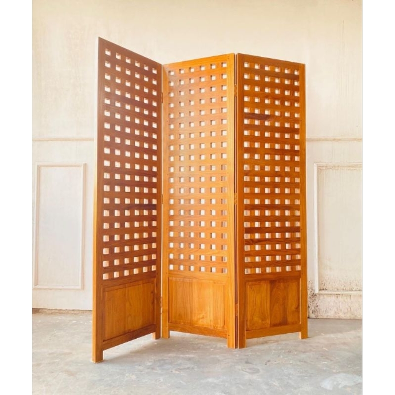 sketsel penyekat ruangan kayu jati minimalis