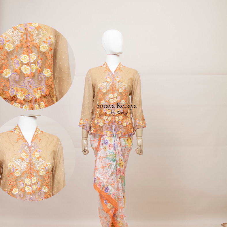 M KEBAYA RUBIA KEONG COKLAT MUDA UNGU MUDA