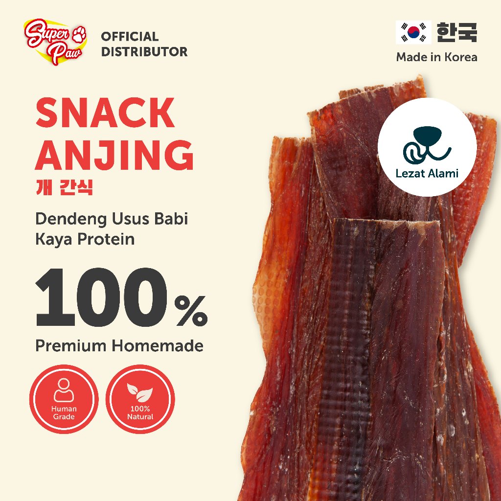 Superpaw Indonesia - Snack Anjing Usus Babi - Cemilan Anjing Berprotein Vitamin - Makanan Anjing Ker