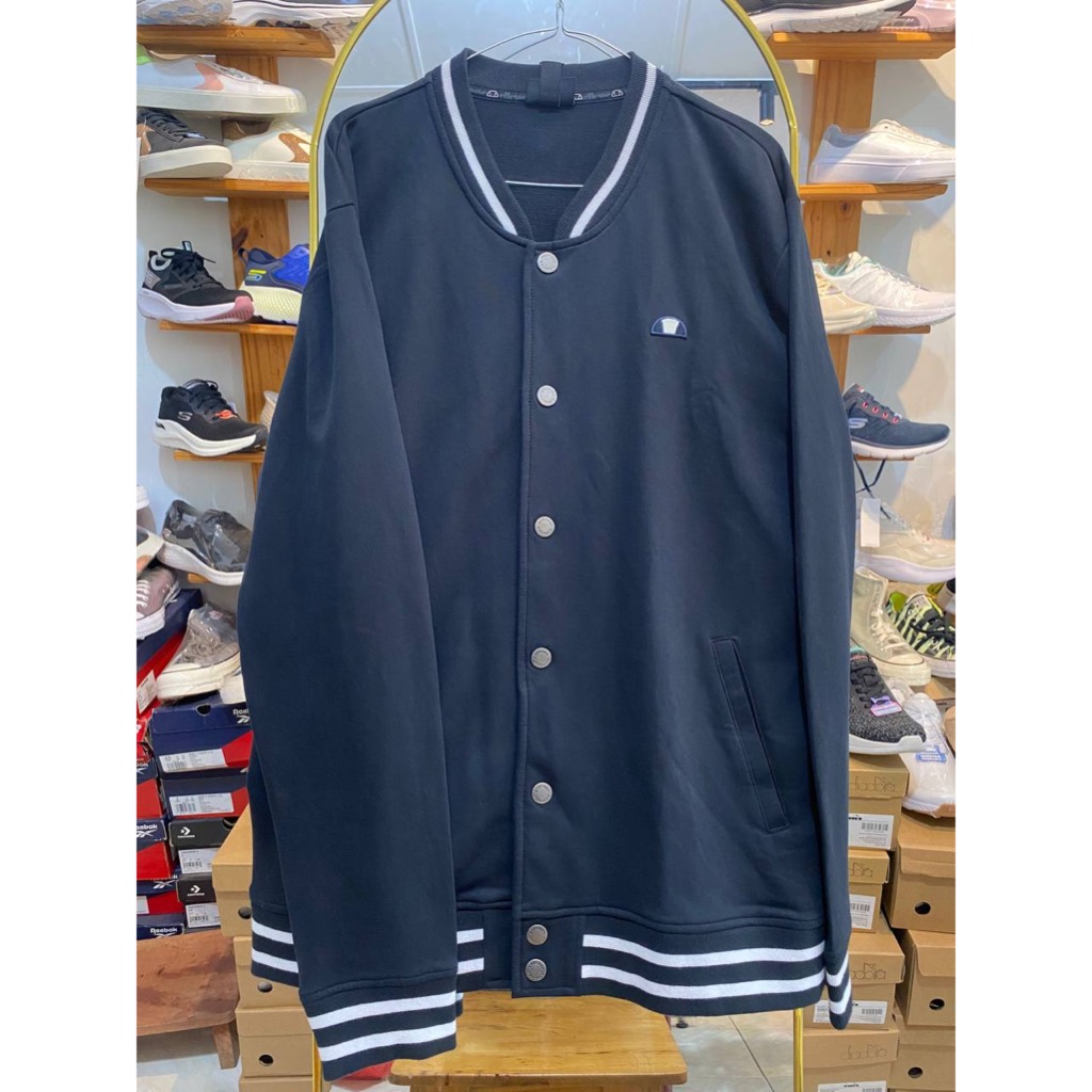 ONLY SIZE XL ELLESSE JAKET MEN UNISEX JACKET BOMBER KANCING ORIGINAL COD UNISEX PRIA WANITA BLACK