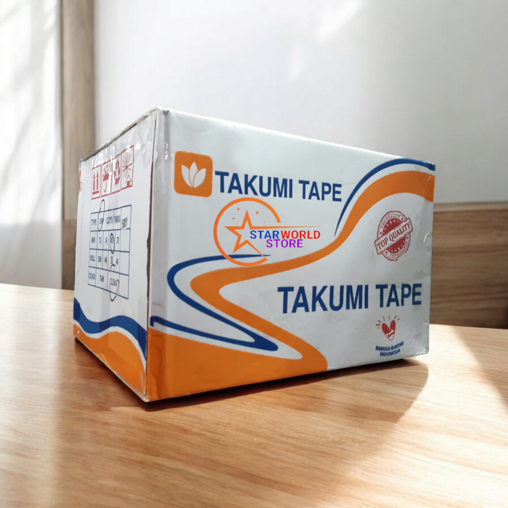 Paket 1 Dus Lakban 2INCH 45MM X 500 YARD 45MC LAKBAN Bening Coklat / 1 Koli 30 Roll Takumi Tape
