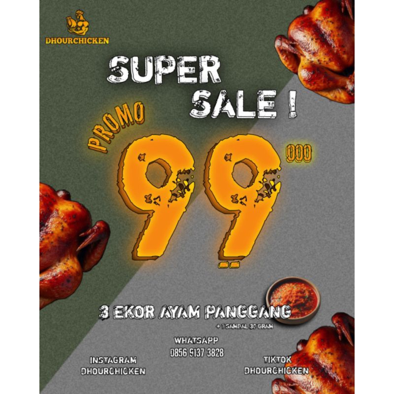 

3 EKOR AYAM PANGGANG + SAMBAL 30 GRAM PENGIRIMAN INSTAN