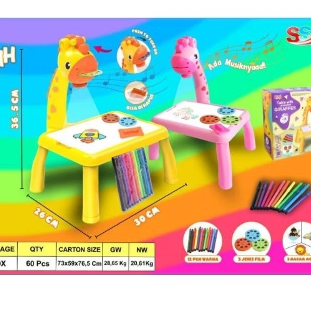 Mainan Edukasi meja Proyektor karakter Jerapah dus/SS1555