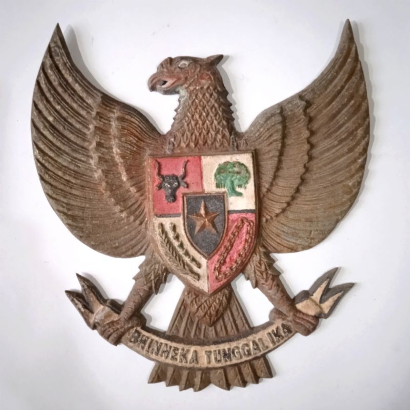 Antik Dekorasi Pajangan Dinding Lambang Negara Indonesia Garuda Pancasila Bahan Aluminium Lama Tua U