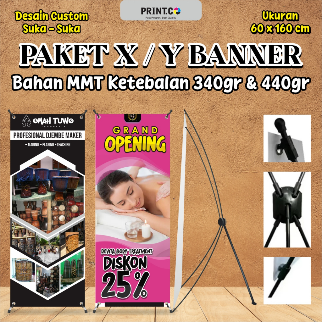 

X Baner Murah 340gr 440gr / Cetak X Banner / Design Banner Murah / X Y Banner / Fast Repon Cetak X banner / Banner Custom / Banner Cetak Murah / Banner MMT Ketebalan 280gr