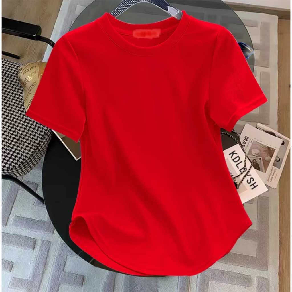 kaos polos wanita/kaos wanita lengan pendek/kaosoblong distro wanita premium/atasan baju kasual/baju