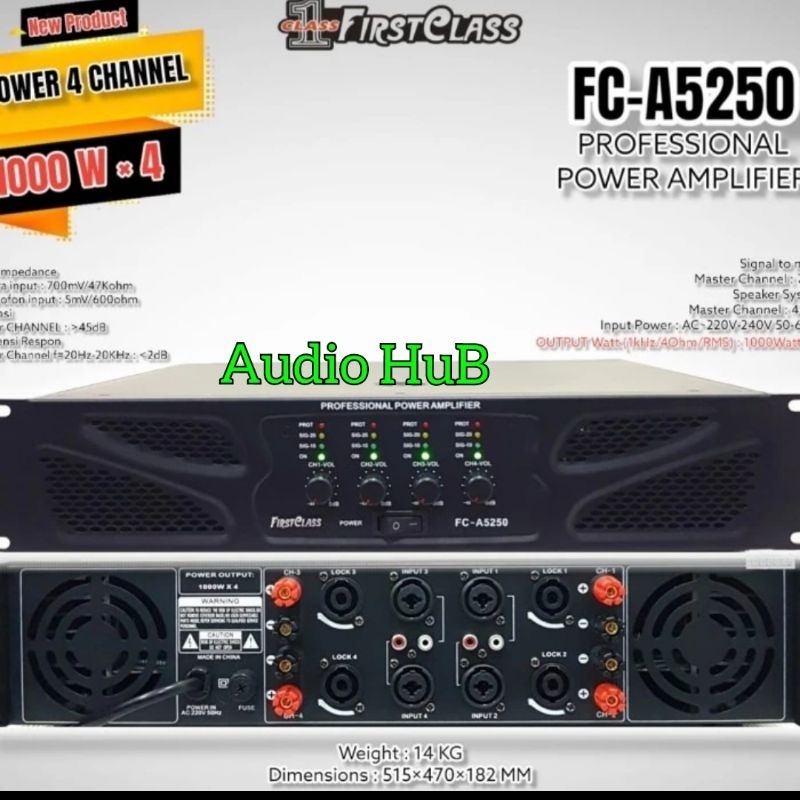 Power Amplifier Firstclass FC A5250 A5250 Firstclass 4 Channel 4X 1000 Watt Original