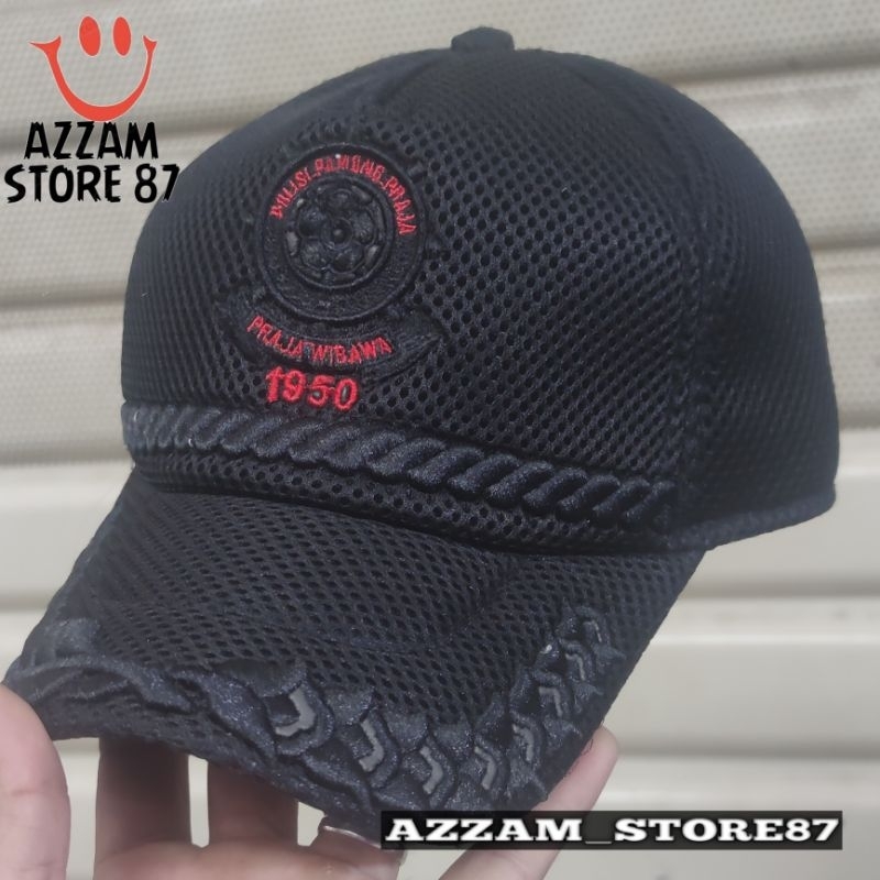 Topi Pamen SATPOL PP / POL PP Black OPS Jaring Double Mesh Baseball Caps Tactical Best Quality Premi