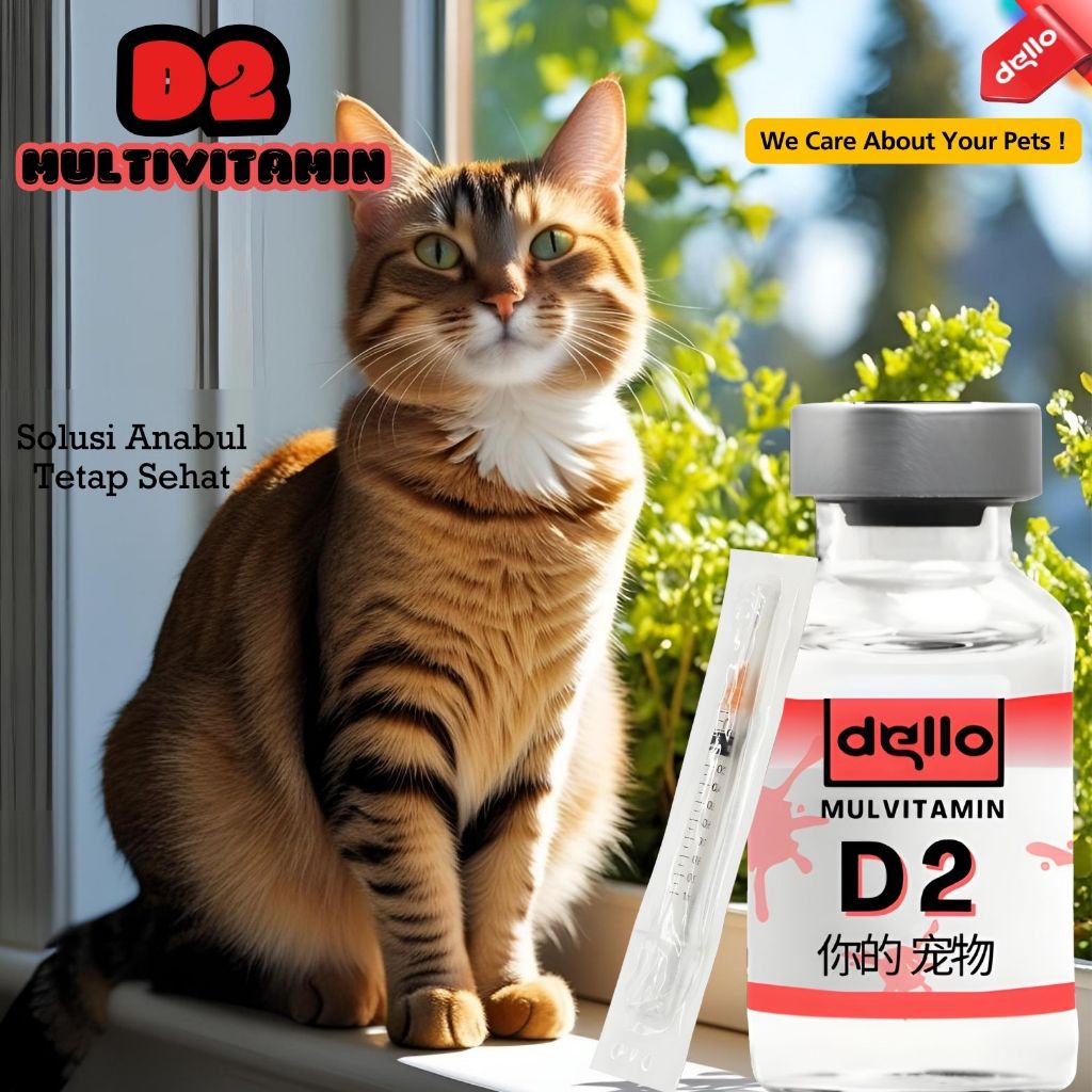 OBAT D2 KUCING Vitamin Suntik untuk Flu Calici Distemper Panleu Virus Gangguan Saraf Anti Virus