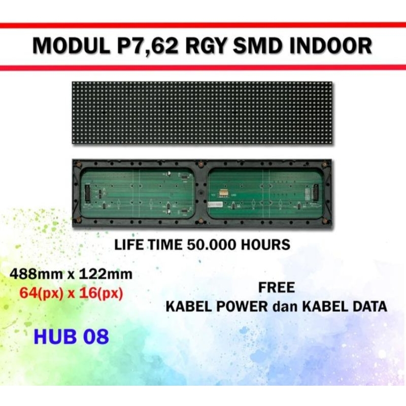 Panel LED Modul P7.62Rgy indor Ranintext Hup 08