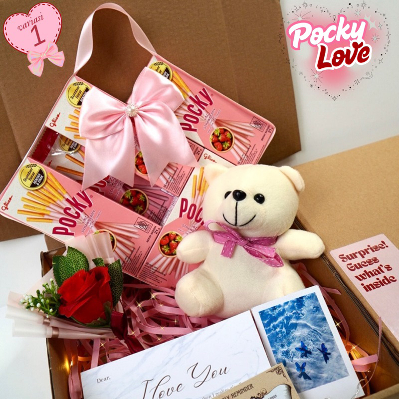 Pocky Love Hampers Snack Box Kado Ulang Tahun Pacar Kado Valentine Gift Box Hampers Coklat Premium H