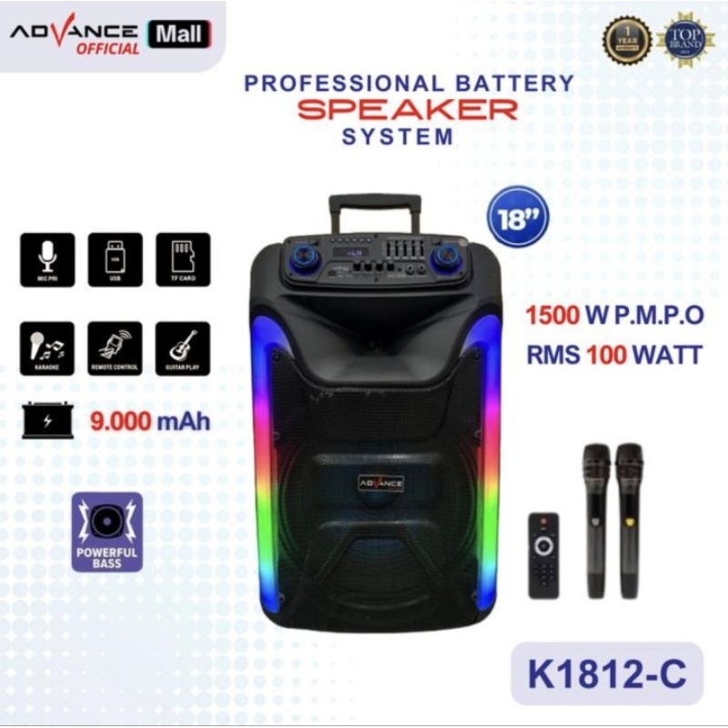 Speaker Portable Advance K1812-C BLUETOOTH