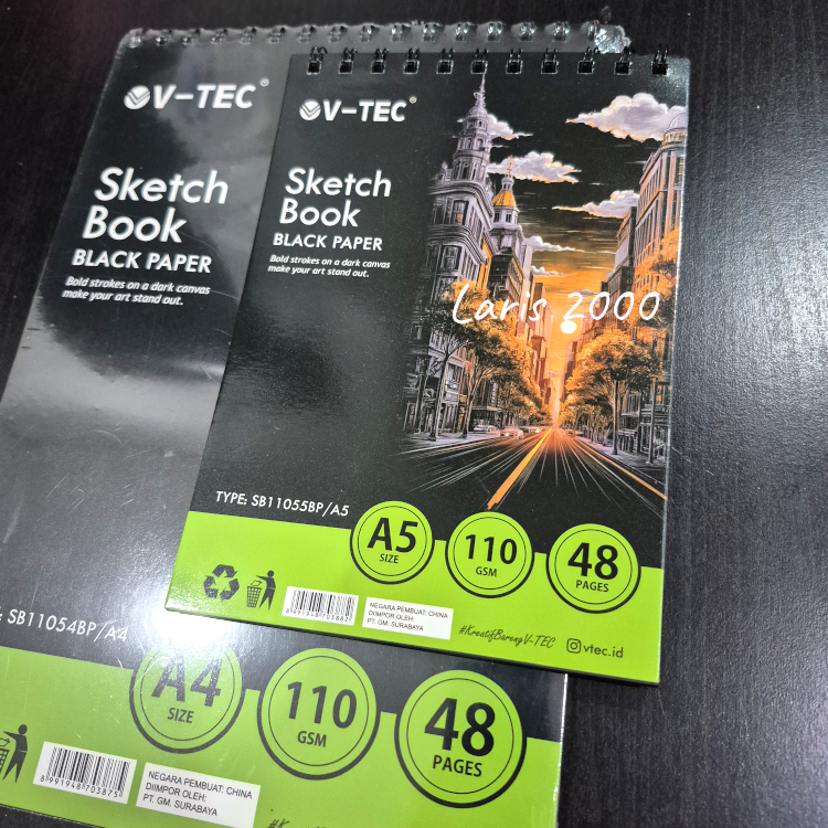 

Sketch Book / Buku Sketsa Black Paper V-tec Ring / Spiral Kertas Hitam