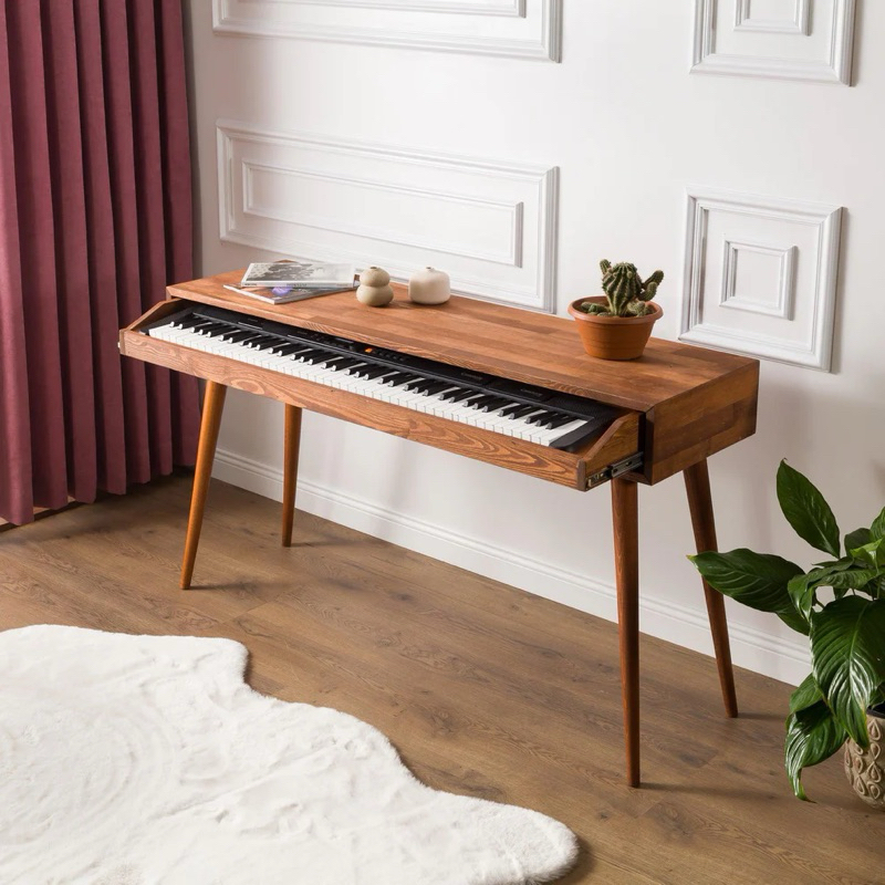 Meja Piano Keyboard Kayu Jati Minimalis Laci Minimalis