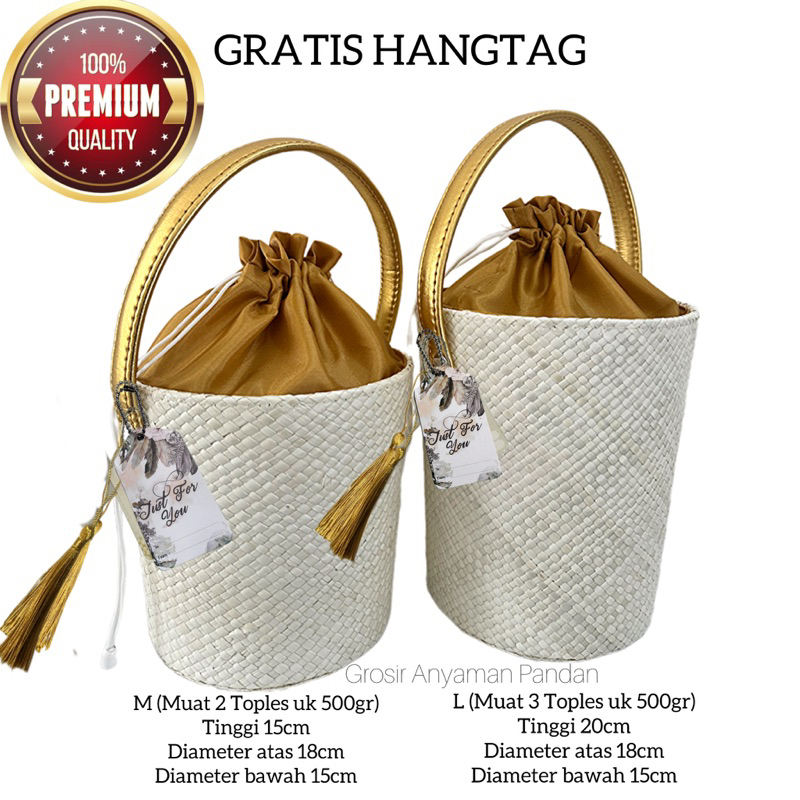 

Tas hampers EMBER PUTIH KAIN MARBEL GG GOLD GRATIS HANGTAG tas parcel goodiebag souvenir lebaran idul fitri terbaru