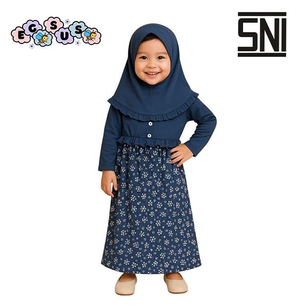 (EGSUS) Gamis Hijab Bayi Az-Zahra Spandek Kancing Motif Bunga Ruffle 0-18 Bulan mix