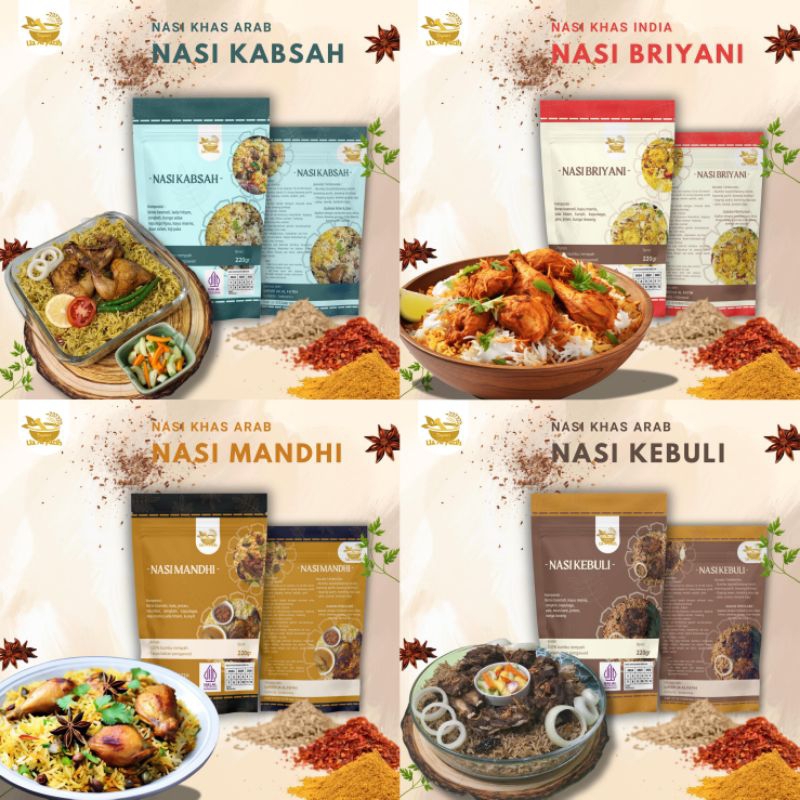 

paket nasi arab 1 paket dapat 4 varian rasa (kebuli kabsah mandhi briyani)
