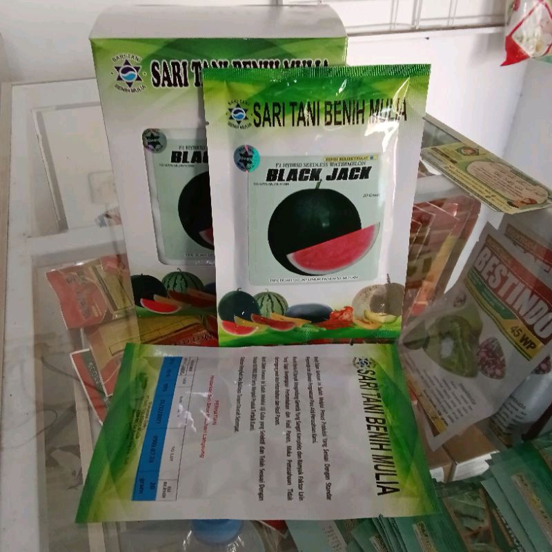 Benih Bibit Semangka Non Biji Black Jack F1 (Tipe Non Biji, Tahan Virus, Jumbo 8-12 kg) Berkwalitas 