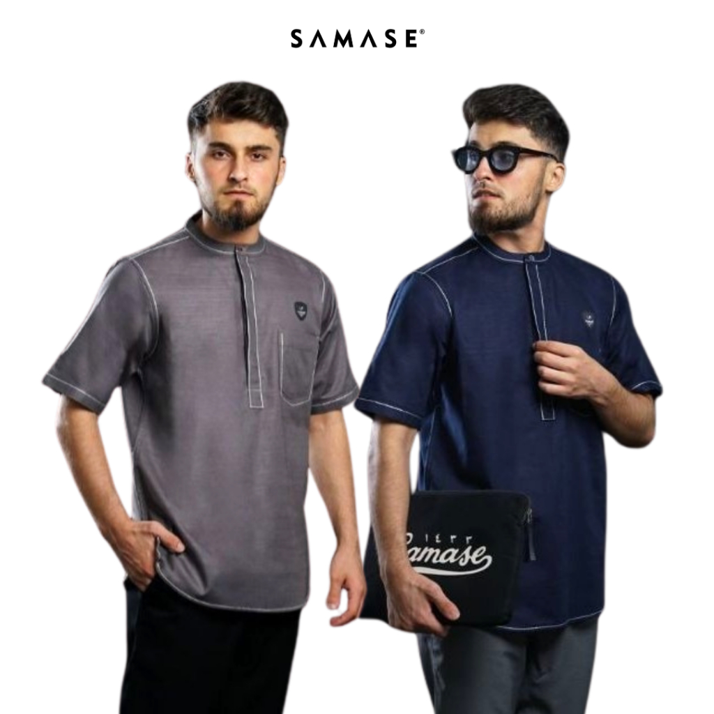 Samase A102 Baju Koko Pria Muslim Dewasa Kemko Kemeja Lengan Pendek