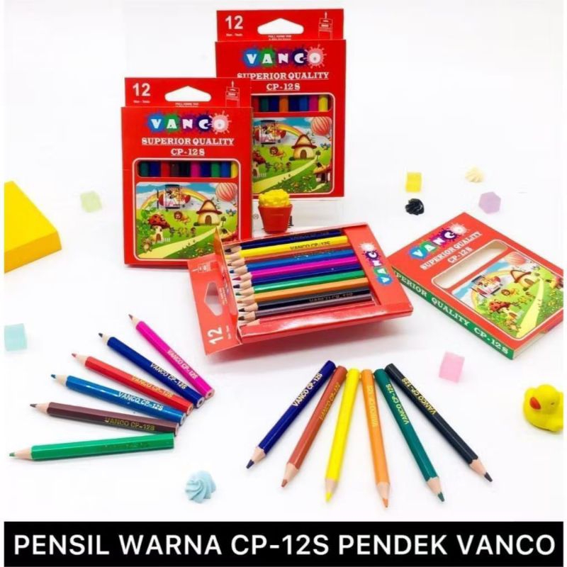 

(1 SET) Pensil Warna Murah / Pensil Gambar / Color Pencil VANCO Pendek / Kecil 12 Warna
