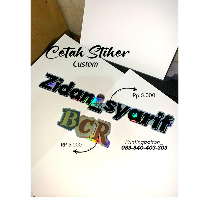 STIKER HOLOGRAM NAMA CUSTOM | STIKER MOTOR SEPEDA | STIKER WATERPROOF