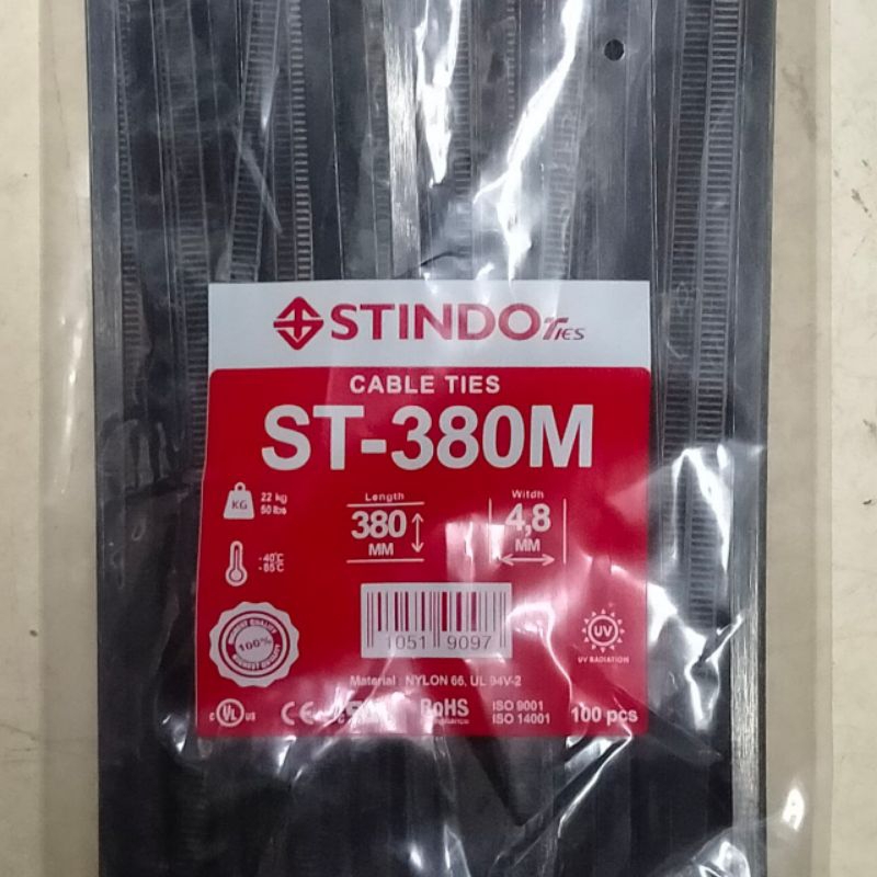 

kabel tis cable ties stindo 4,8 x 380mm (38cm) hitam tebal termurah
