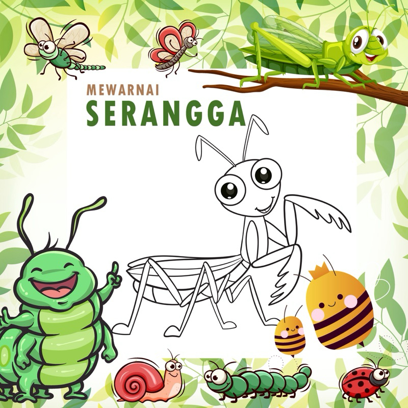 

25 Lembar A5 | Kertas Mewarnai tema Serangga