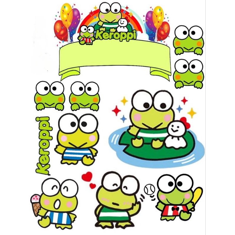Topper Keroppi / Topper Cake Happy Birthday / Hiasan Kue Ulang tahun/Kue Tar/Hiasan Buket