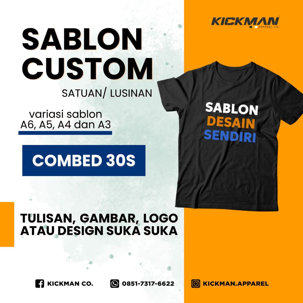 Kaos Custom Cotton Combed 30s Bahan Knitto Design Sendiri sablon gambar tulisan tshirt murah