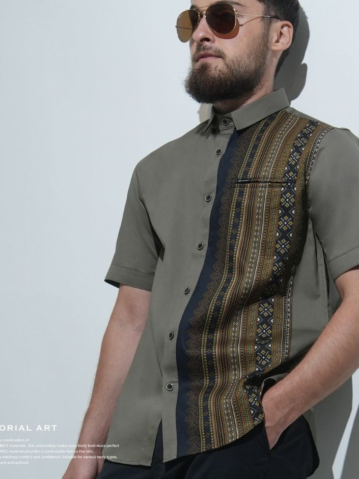Samase Clothes Muslim Koko Pria Terbaru Original Kemeja Pendek Heritage Produk Batik Equatorial Art