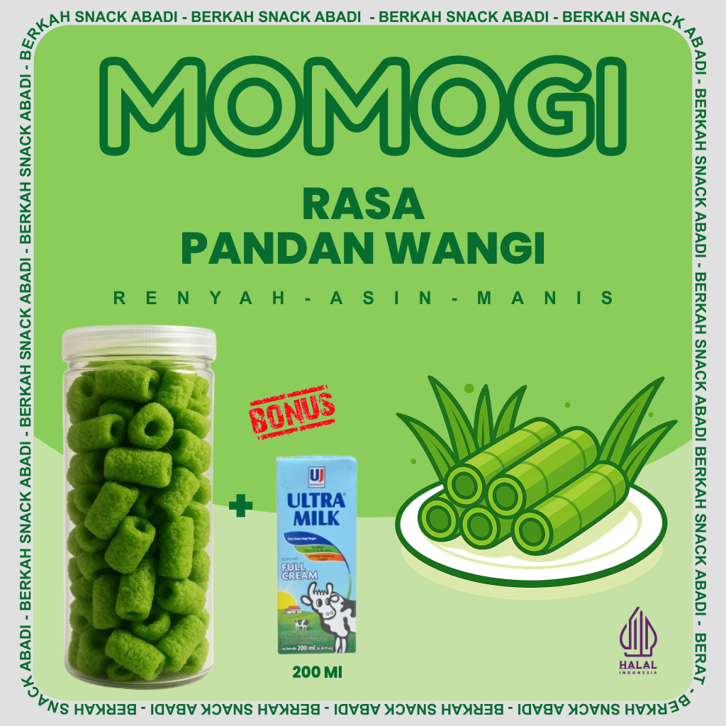 

Snack Momogi Rasa Pandan Wangi 140Gr + Susu Ultra Milk 200Ml